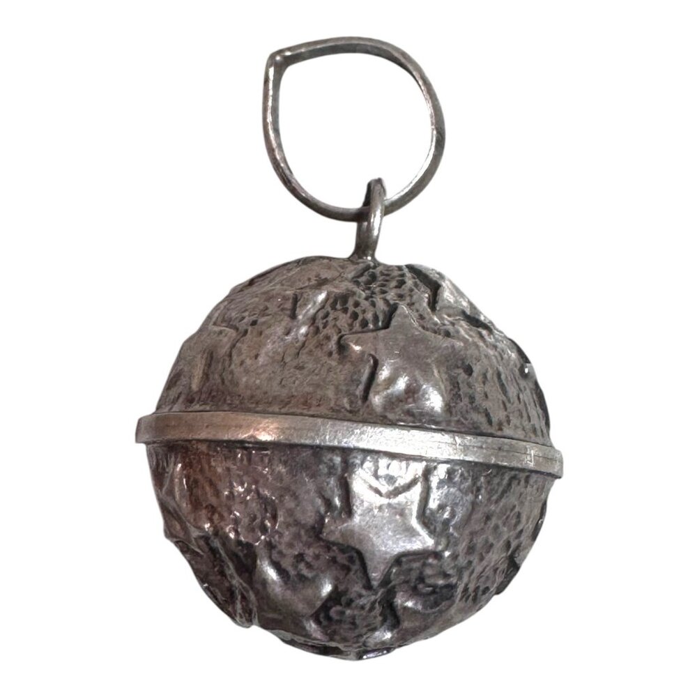 Vintage Sterling Silver Star Moon Round Ball Sphere Pendant Rattle 1" Celestial